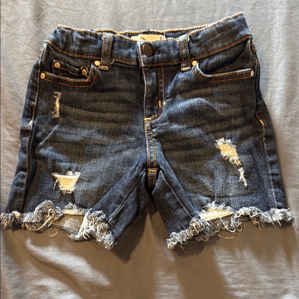 Jordache Blue Distressed Jean Shorts with Frayed Hem